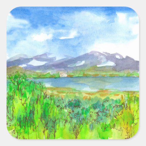 Mountain Lake House Square Sticker