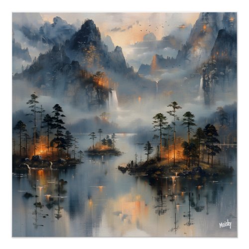 Mountain Lake Impressionist and Realist Poster