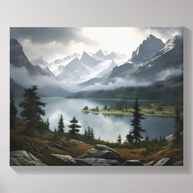 Mountain Lake Landscape Canvas Photo Tile (Front Set)