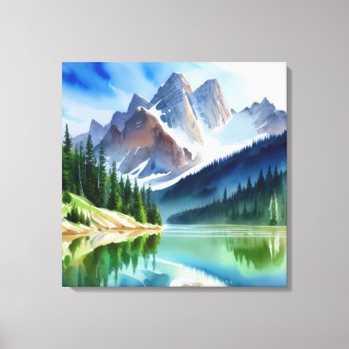 Mountain Lake Landscape Canvas Print