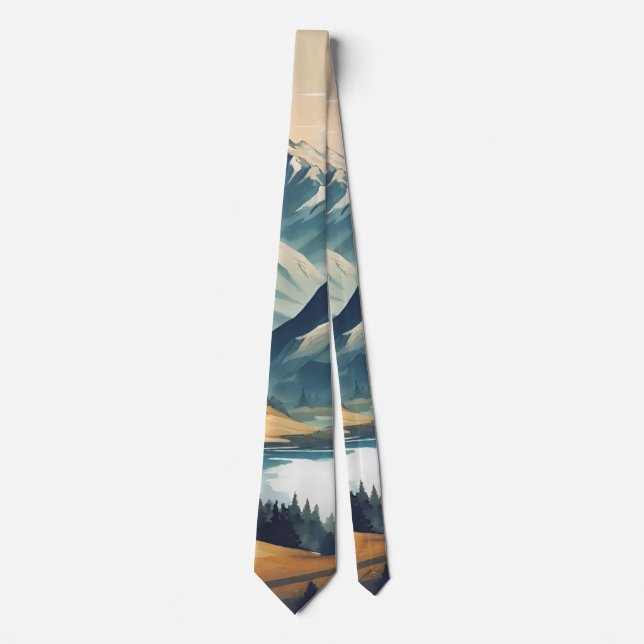 Mountain Lake Landscape  Neck Tie (Front)