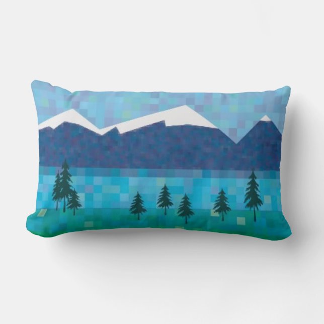 Mountain lake lumbar pillow (Front)