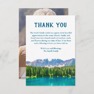 Mountain Lake Memorial Funeral Photo Thank You Card