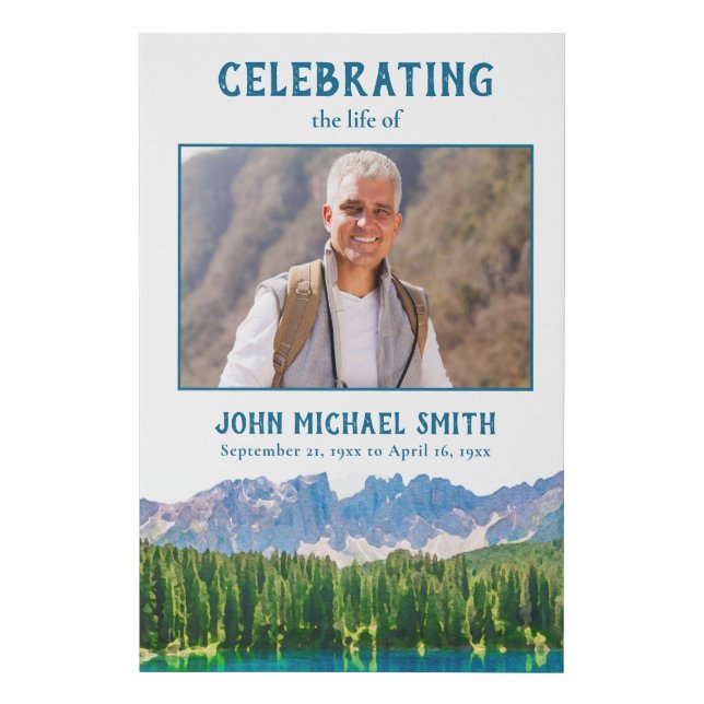 Mountain Lake Memorial or Funeral Welcome Sign (Front)