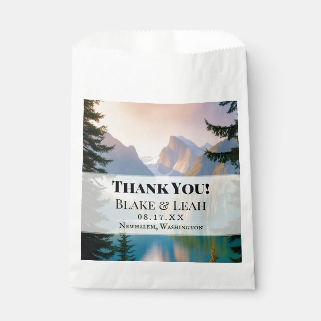 Mountain Lake Personalized Wedding Favor Bags (Front)