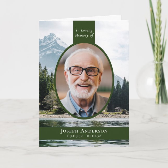 Mountain Lake Photo Funeral Memorial Service Program (Front)