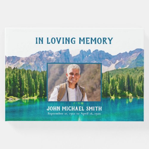 Mountain Lake Photo Memorial or Funeral Guest Book
