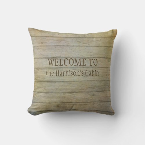 Mountain Lake Pines Welcome Cabin Personalized Throw Pillow