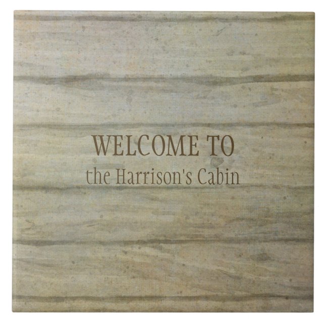 Mountain Lake Pines Welcome Cabin Personalized Tile (Front)