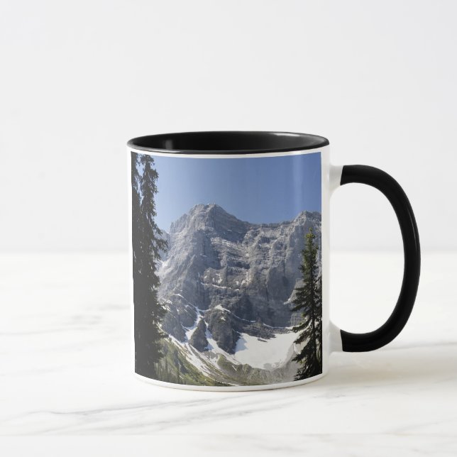 Mountain Lake Reflecting Mountain Framed By Trees Mug (Right)