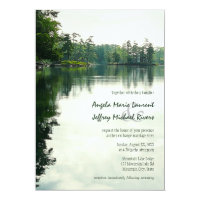 Mountain Lake reflection rustic wedding invitation