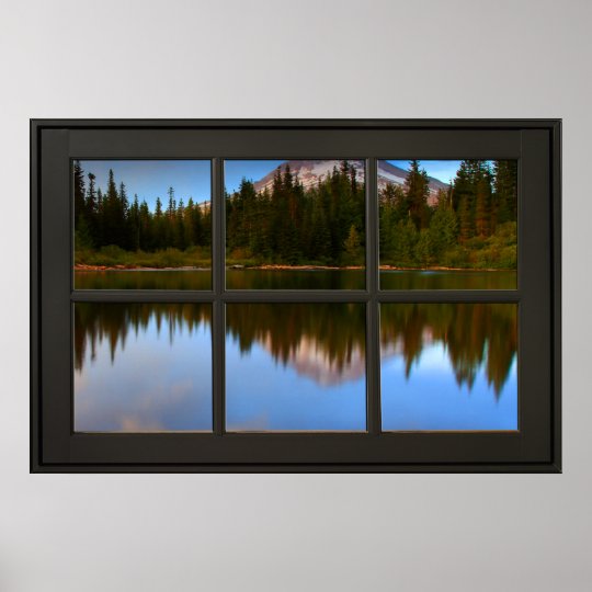 Mountain Lake Reflections Fake Window Illusion Poster | Zazzle.com