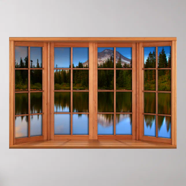 Mountain Lake Reflections Fake Window Illusion Poster Zazzle