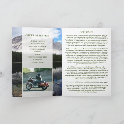 Mountain Lake Scene Memorial Card with Photo