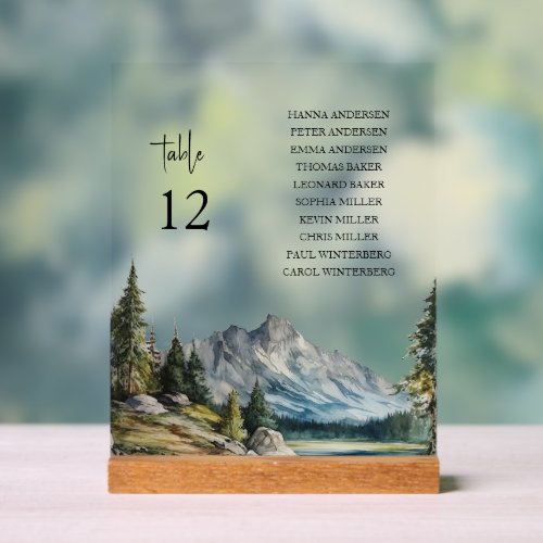 Mountain Lake Seating Chart Table top sign