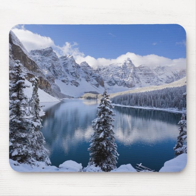 Mountain Lake Snow Scene Mouse Pad (Front)