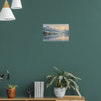 Mountain Lake Sunrise Landscape Art Poster