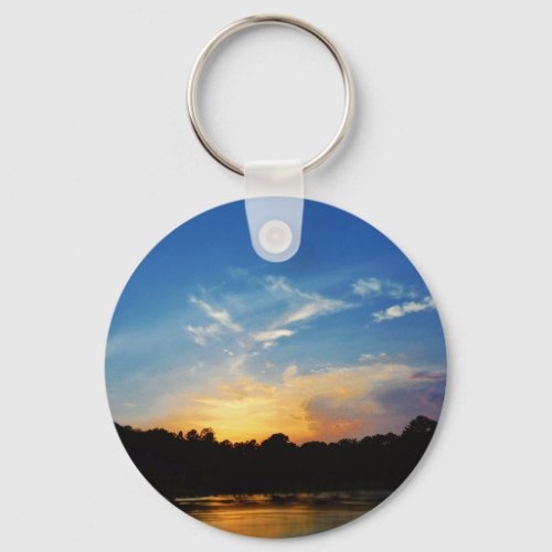 Mountain Lake Sunset Keychain