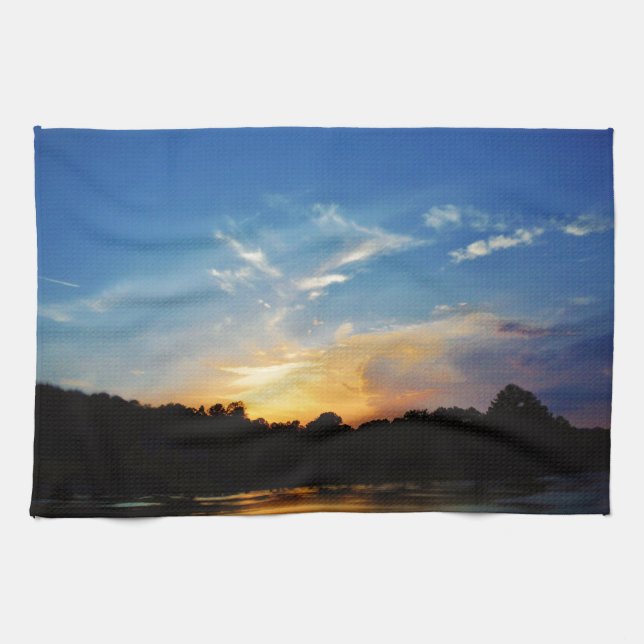 Mountain Lake Sunset Kitchen Towel (Horizontal)
