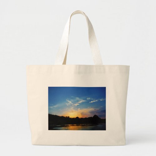 Mountain Lake Sunset Large Tote Bag