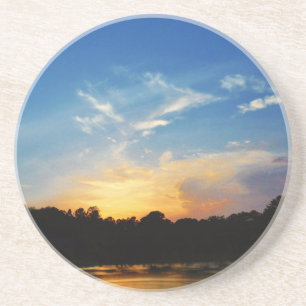 Mountain Lake Sunset Sandstone Coaster