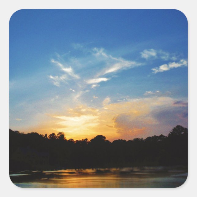 Mountain Lake Sunset Square Sticker (Front)