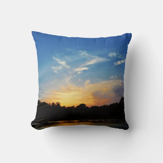 Mountain Lake Sunset Throw Pillow (Front)