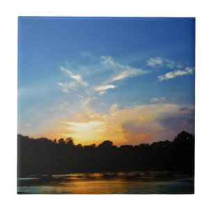 Mountain Lake Sunset Tile