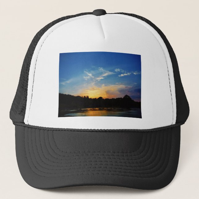 Mountain Lake Sunset Trucker Hat (Front)