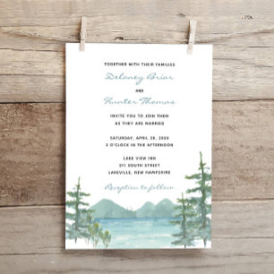 Mountain Lake Theme Watercolor Wedding Invitation