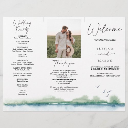 Mountain Lake Tri_Fold Wedding Program Flyer