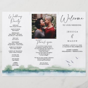 Mountain Lake Tri-fold Wedding Program Flyer by CreativeUnionDesign at Zazzle