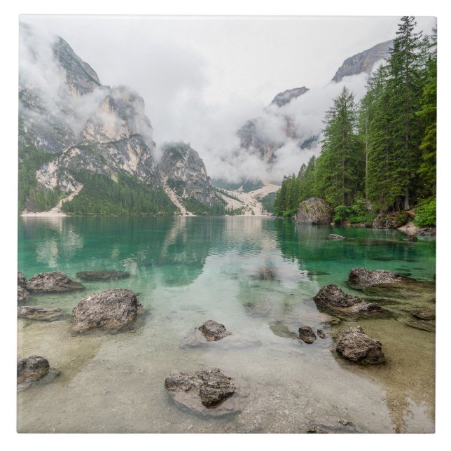 Mountain Lake View Ceramic Tile (Front)