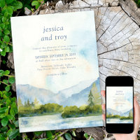 Mountain Lake Watercolor Destination Wedding