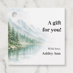 Mountain Lake Watercolor Favor Tags