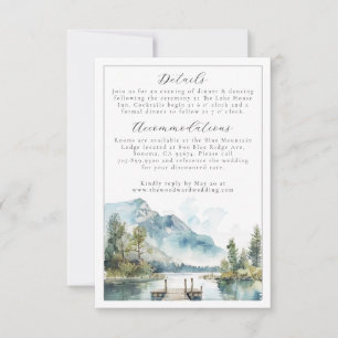 Mountain Lake Watercolor Forest Trees Save the Dat RSVP Card