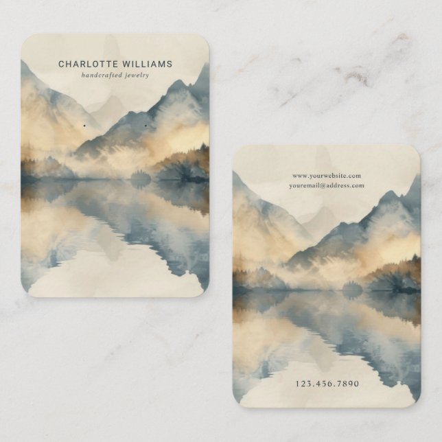 Mountain Lake Watercolor Jewelry Display Card (Front/Back)