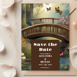 Mountain Lake Watercolor Tree Wedding Save The Date
