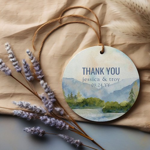 Mountain Lake Watercolor Wedding Favor Tags