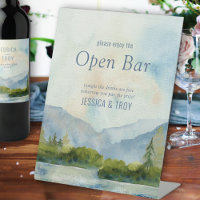 Mountain Lake Watercolor Wedding Open Bar