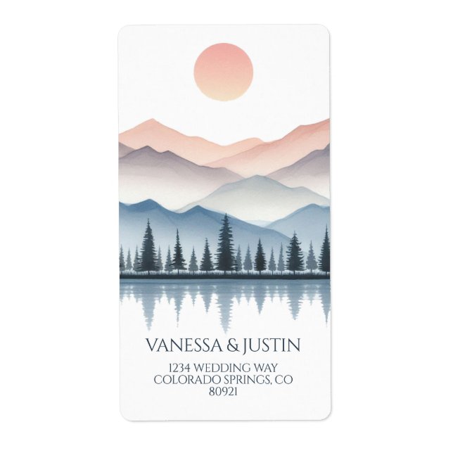 Mountain Lake Wedding Address Label (Front)