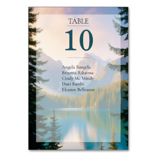 Mountain Lake Wedding Guest List Table Card
