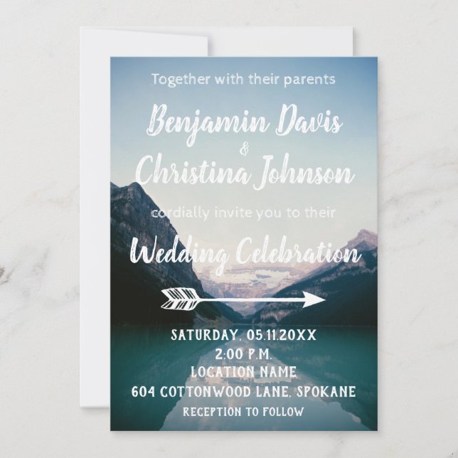 Mountain Lake Wedding Invitations (Front)