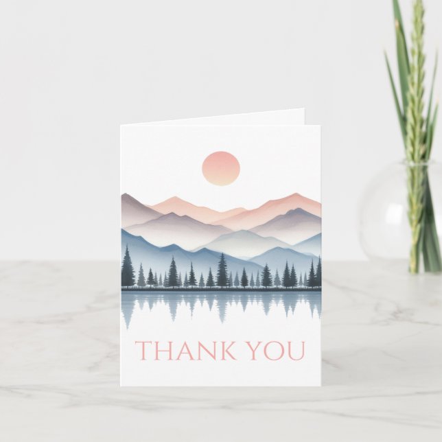 Mountain Lake Wedding Letterpress Thank You Card (Front)