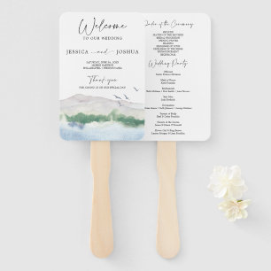 Mountain Lake Wedding Program Fan
