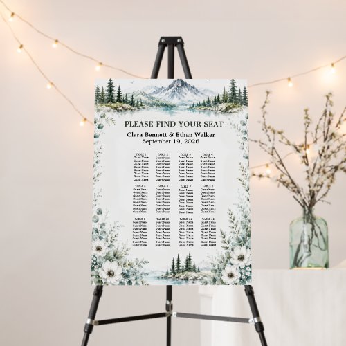 Mountain Lake Wedding Seating Chart Foam Board