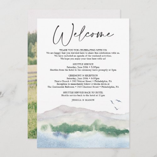 Mountain Lake Wedding Welcome Itinerary Letter Program
