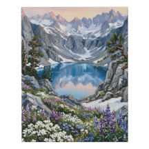 Mountain Lake Wildflower Meadow Art Wall Winter