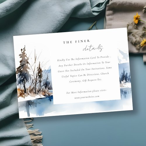 Mountain Lake Winter Landscape Wedding Detail Enclosure Card