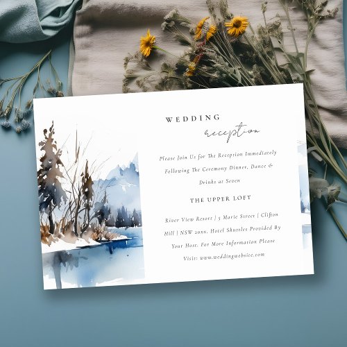 Mountain Lake Winter Landscape Wedding Reception Enclosure Card